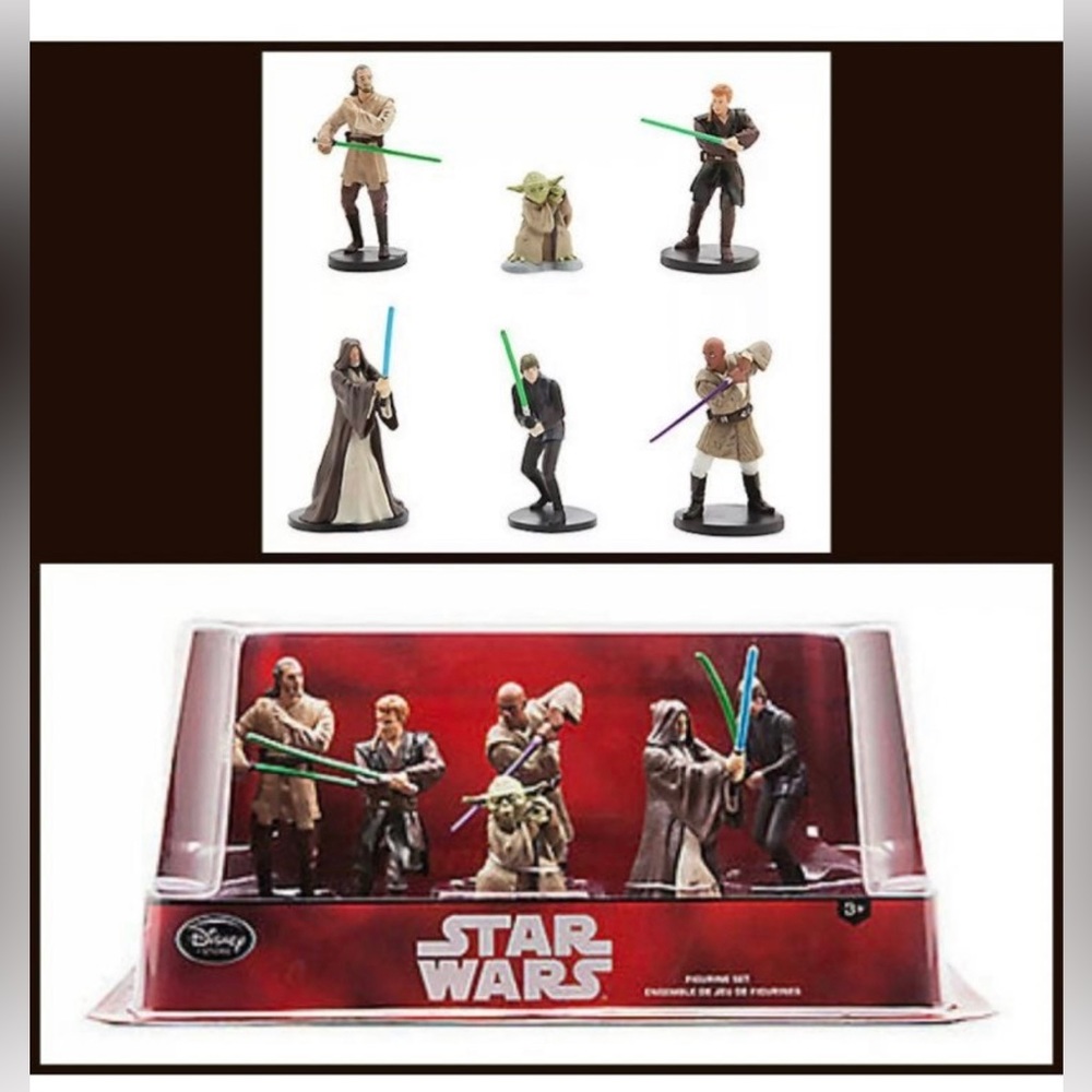 Disney Store Star Wars 6 piece Vinyl Playset  Yoda Anakin Skywalker Obi Wan